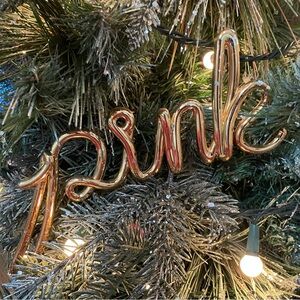 PINK Victorias Secret Large Gold Christmas Ornament‎ 6x8”